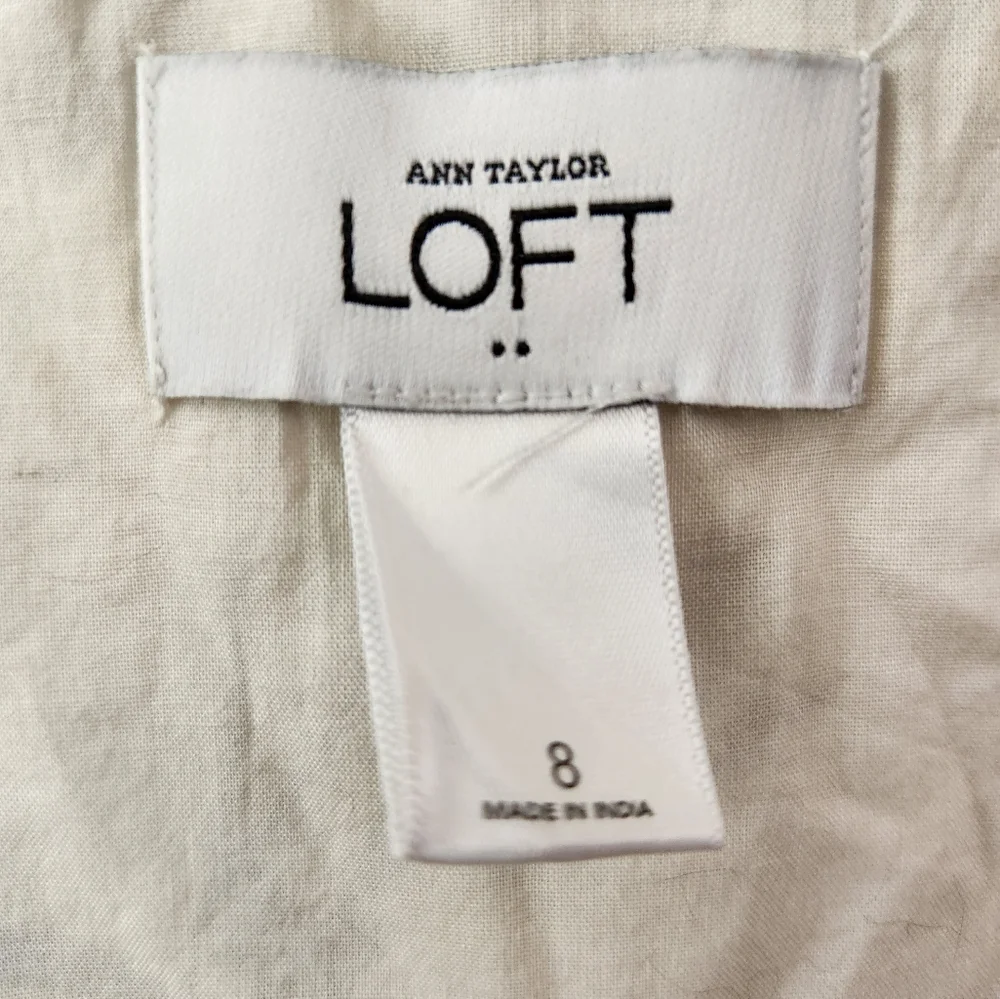 Ann Taylor LOFT Women's Dress‎ Floral Print Sundress Knee Length Gray White Sz 8